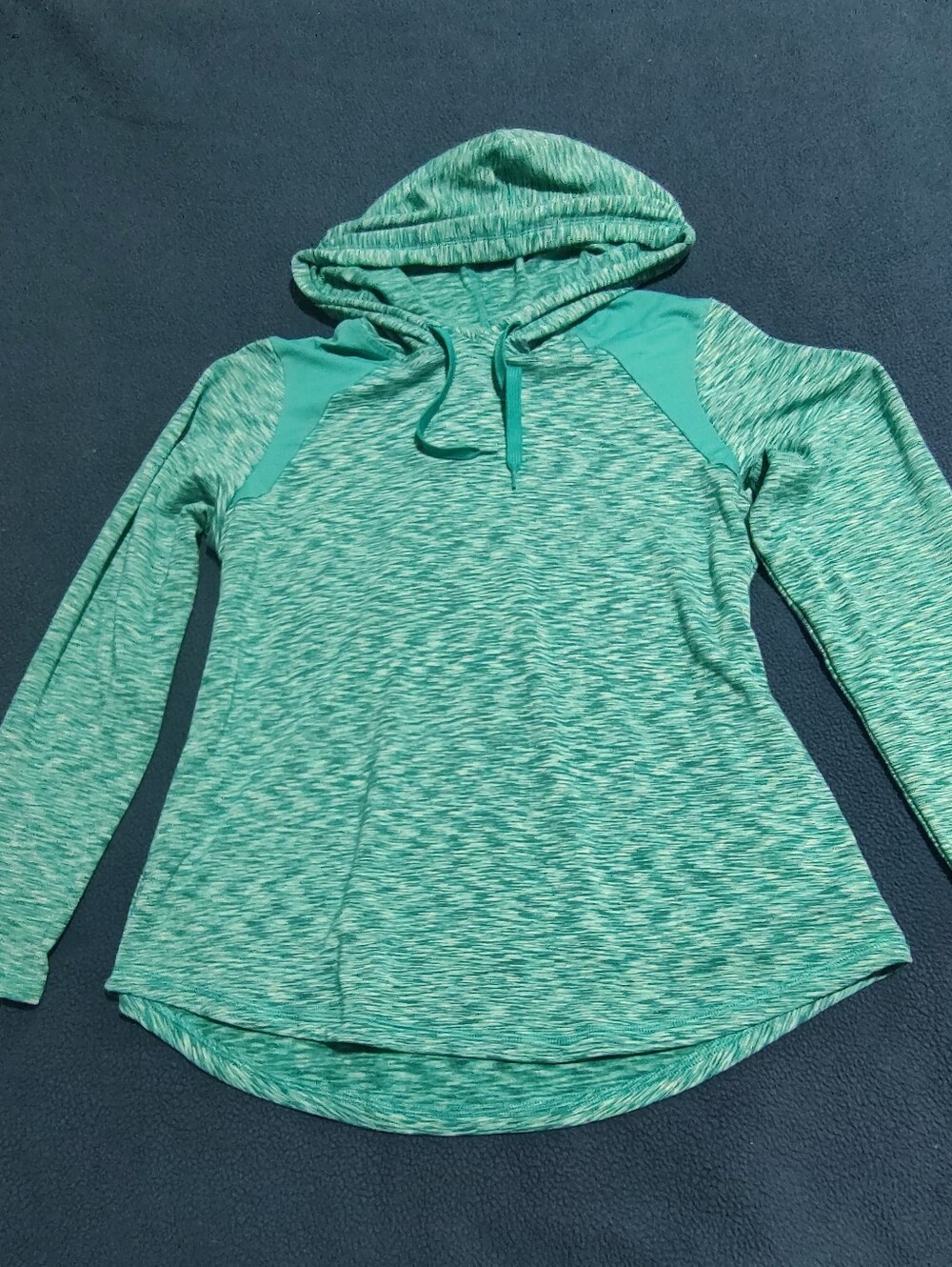 Danskin Teal Space-Dye Hooded Pullover